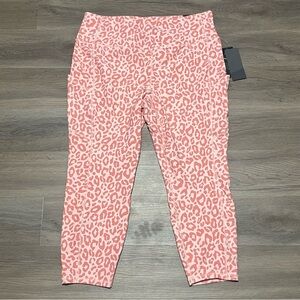 Torrid 2 Leggings Pink Cheetah High Rise Crop Smoothing Stretch Activewear NWT